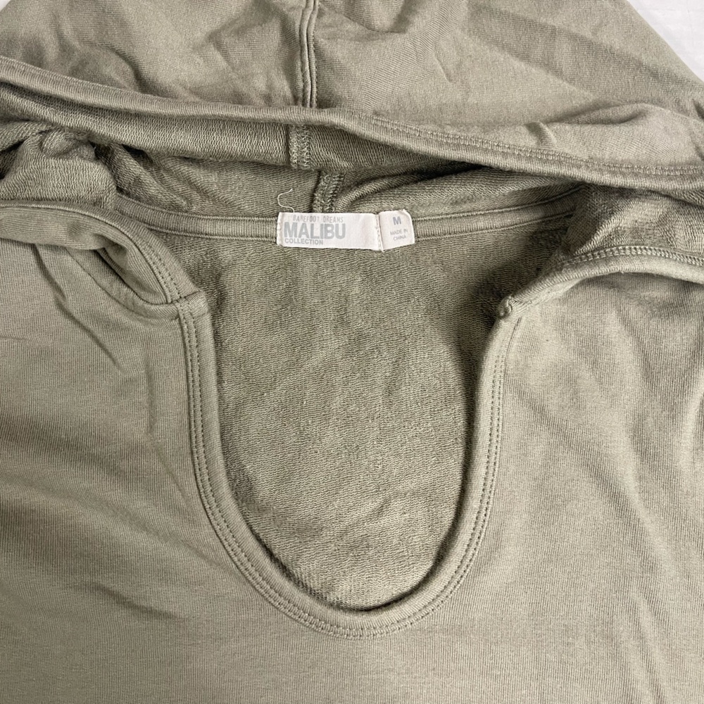 Barefoot Dreams Sweatshirt Women M Malibu Olive Green Luxe Lounge Scrunch Hoodie - Picture 2 of 8